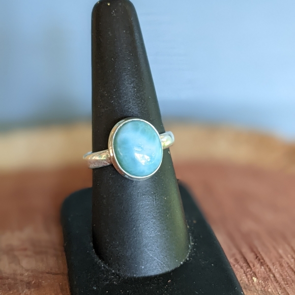 SALE! Larimar Sterling Silver Ring 925 - Picture 4 of 9